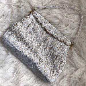 White Vintage beaded clutch